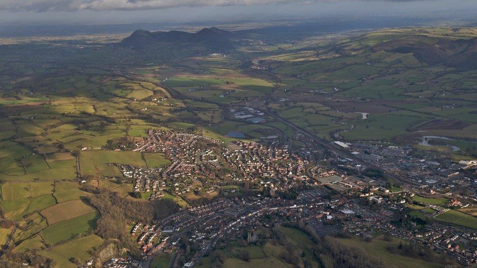 An aerial view of Welshpool