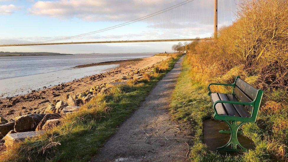 The Humber Bridge during a frost