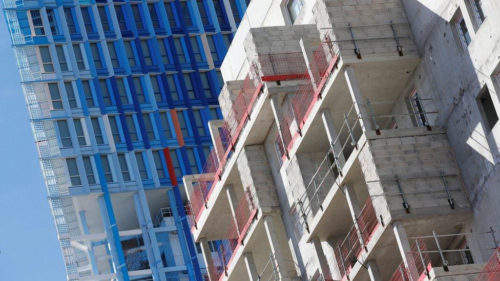 Residential block buildings under construction are pictured in Marseille, France, September 24