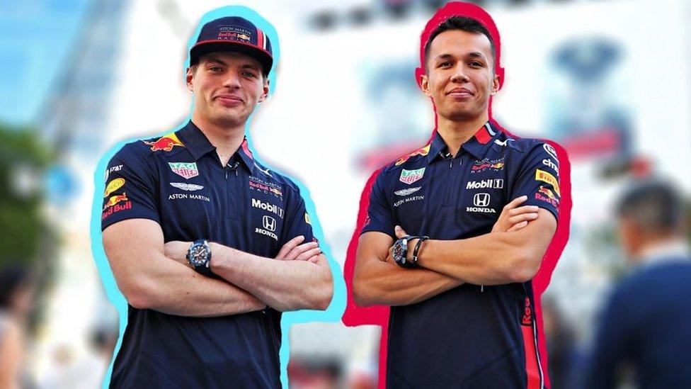 Max Verstappen and Alex Albon