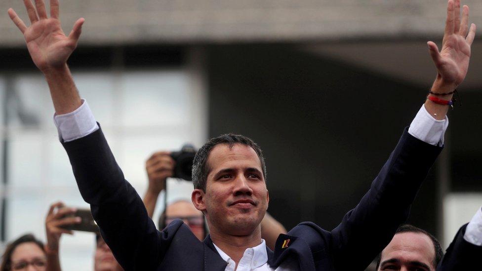 Venezuelan opposition leader Juan Guaido during a rally in Caracas