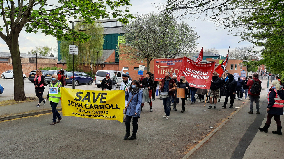 Protest outside leisure centre