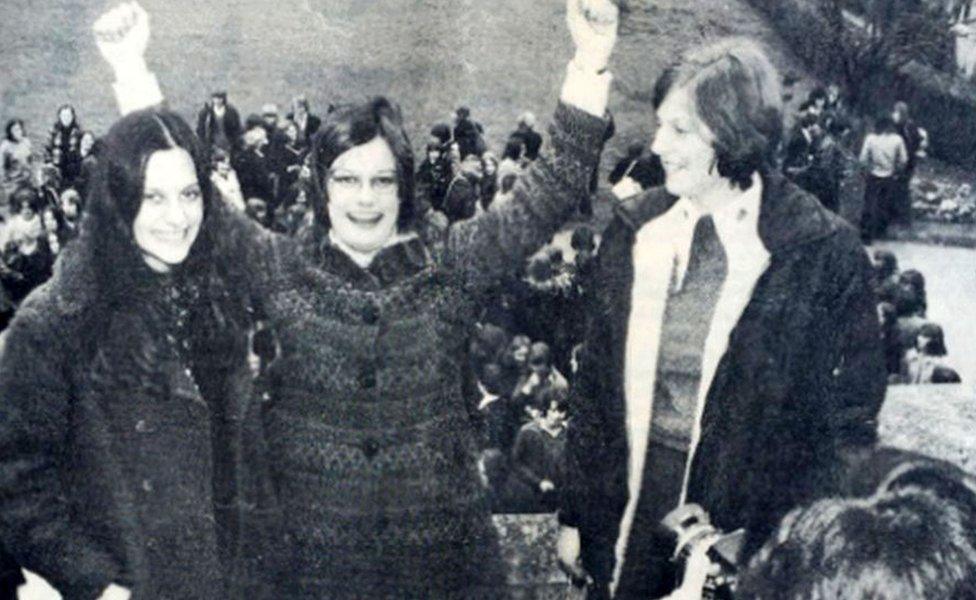 Theresa May (far right) seen in 1974