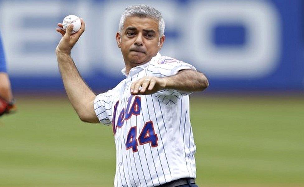 Sadiq Khan throwing baseball