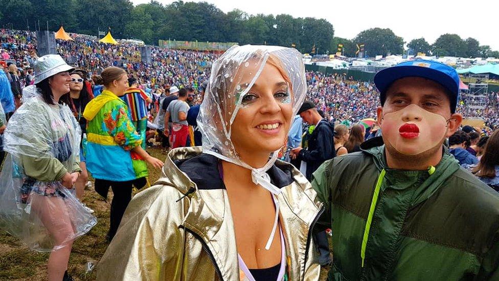 Amber at a festival with a friend