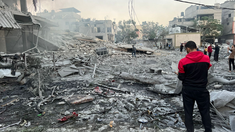 Buildings destroyed in Gaza after Israel resumes its attacks