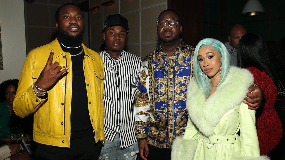 Rapper Meek Mill, Rapper Marlo, Quality Control"s Pierre Â"PeeÂ" Thomas and Rapper Cardi B