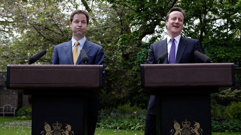 Nick Clegg a David Cameron