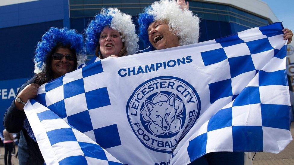 Leicester fans celebrate