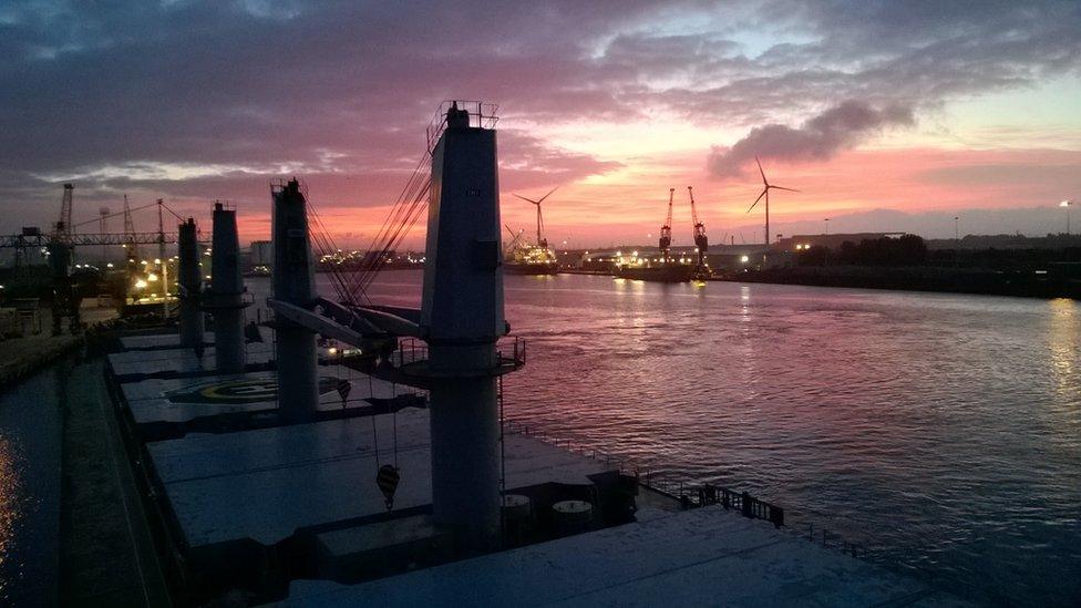 Sittin' on the dock of the bay - this shot was taken by Steve Colledge as he watched the vessel "Sunrise Bright" arrive at Newport