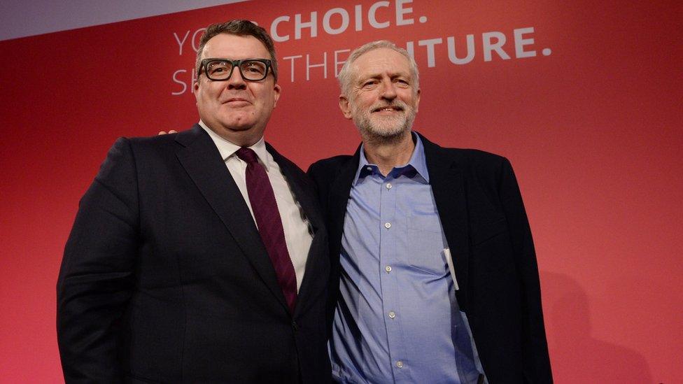 Tom Watson (l) and Jeremy Corbyn