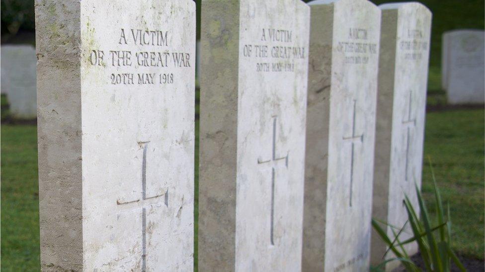 A grave at the Etaples Military Cemetery in northern France