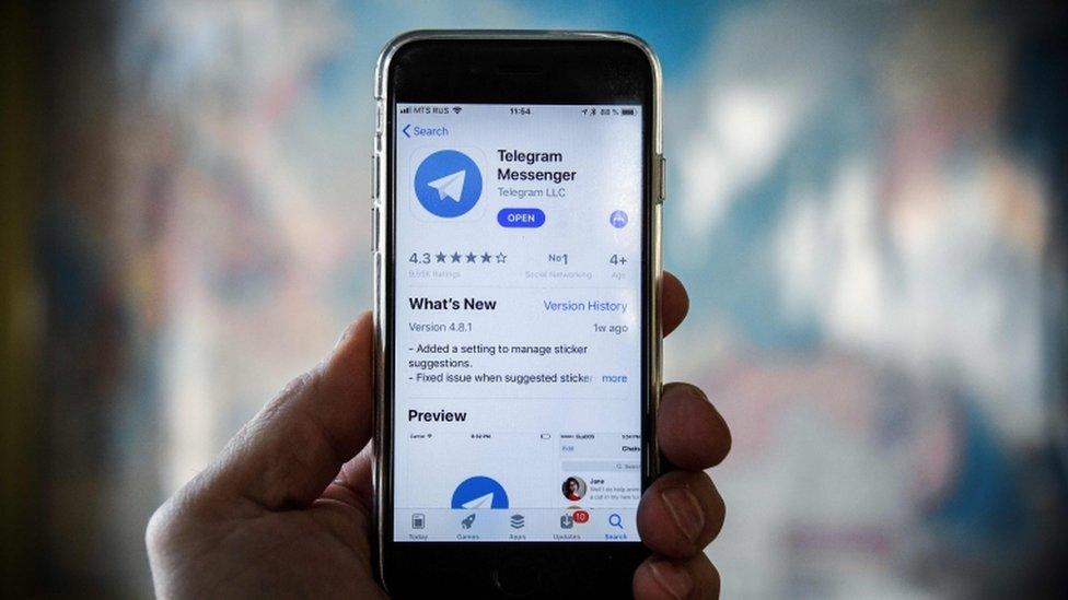 Telegram app on smartphone