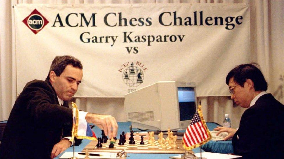 Garry Kasparov playing the opening moments of its match against Deep Blue