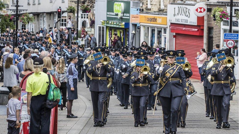 RAF Honington personnel march through Thetford