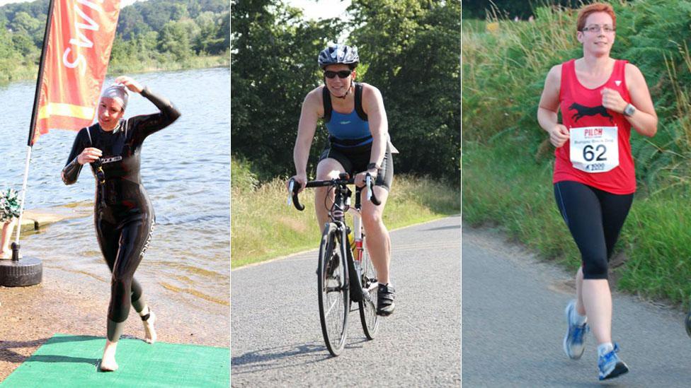 Emily Barclay swimming, cycling and running