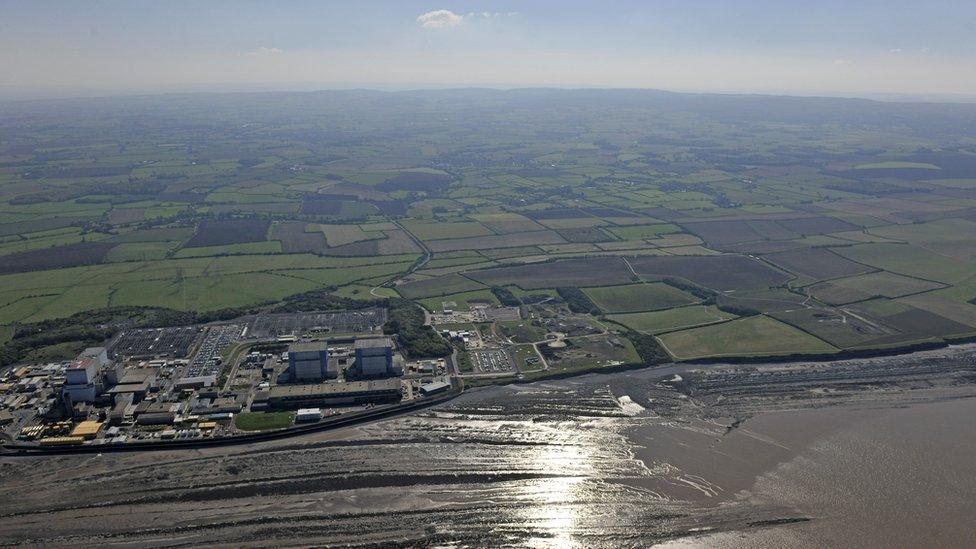 Aerial view of Hinkley Point site, with views of Hinkley A and Hinkley B