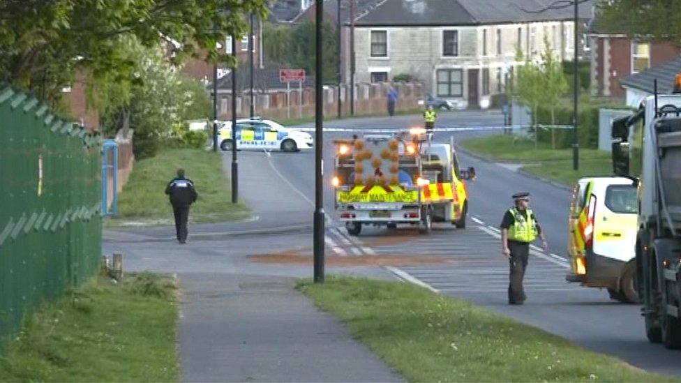 Scene of crash in Nether Lane, Ecclesfield