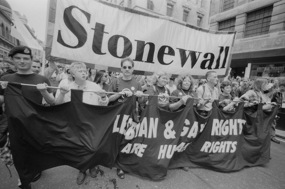 Gay Pride parade in London, 6 July 1996.