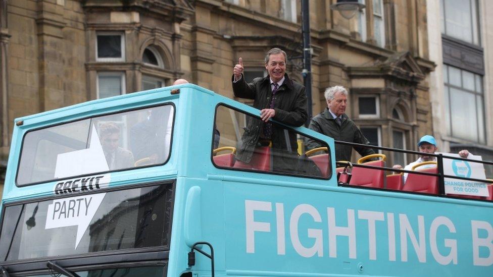 Nigel Farage on The Brexit Party bus