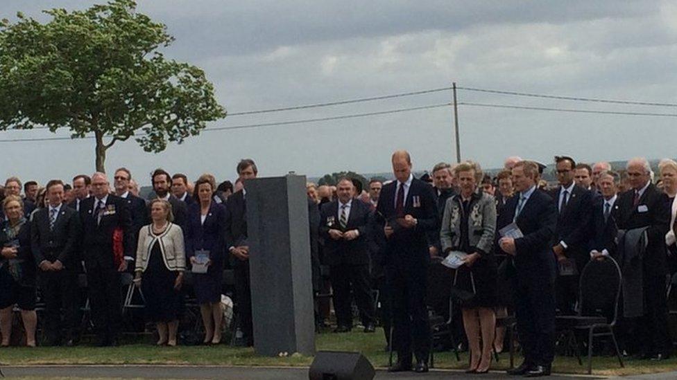 Prince William, Taoiseach Enda Kenny and Princess Astrid of Belgium at a commemoration for The Battle of Messines Ridge in Belgium