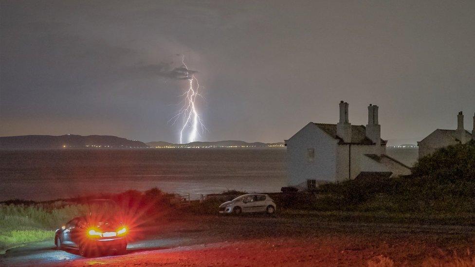 Lightning in the sky over Penmon