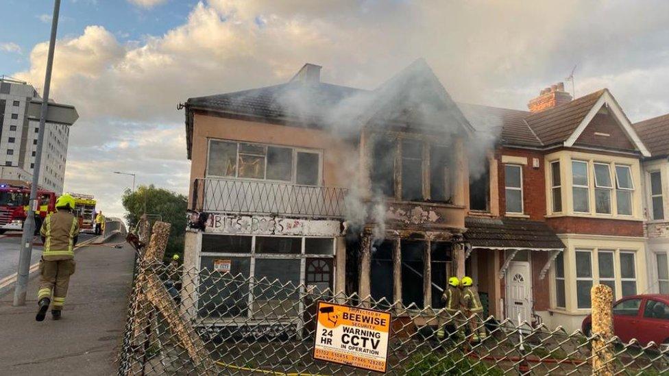 A fire at a derelict house in Southend