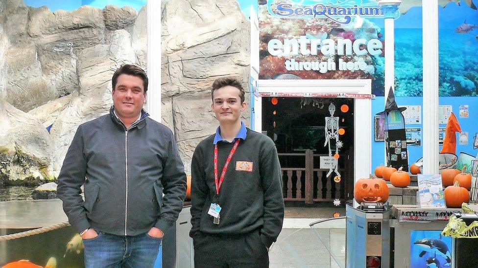 Clacton Pier director Billy Ball and Seaquarium staff member James Adams