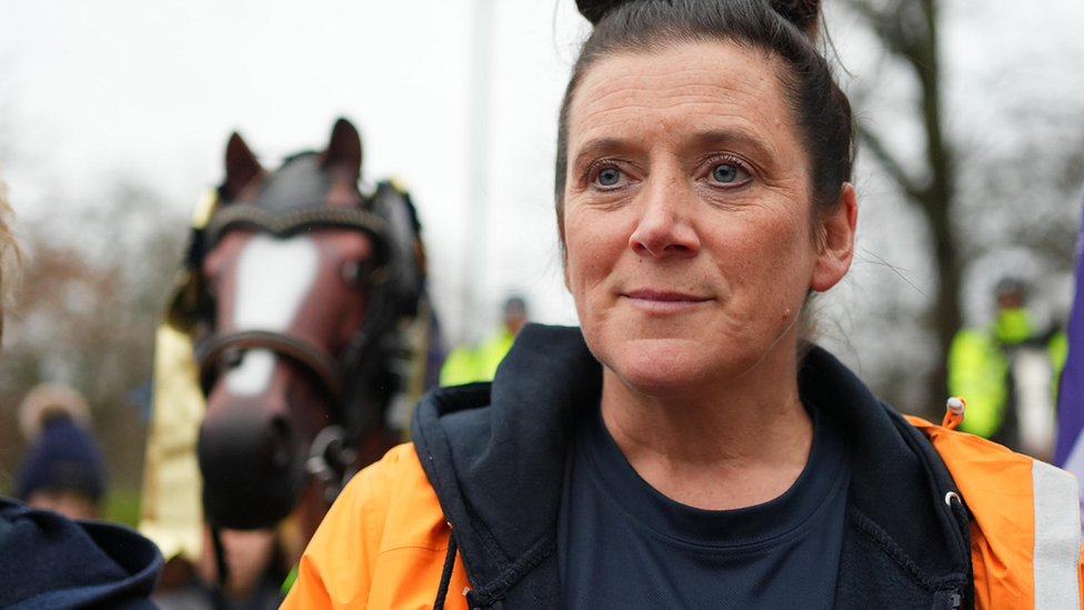 Emma Webb with Miles the resin horse