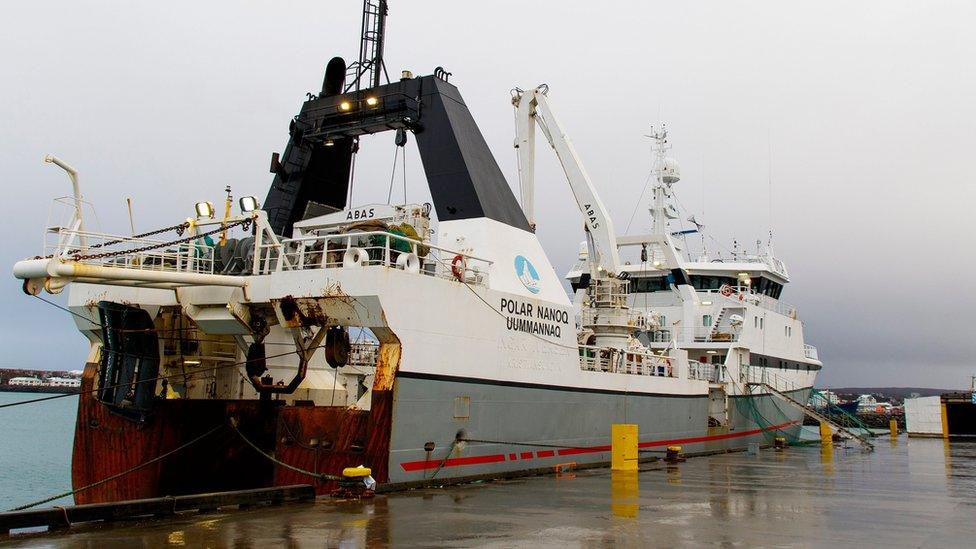 The ship Polar Nanoq is moored at the harbour of Hafnarfjordur, outside Reykjavik, Iceland, 23 January 2017