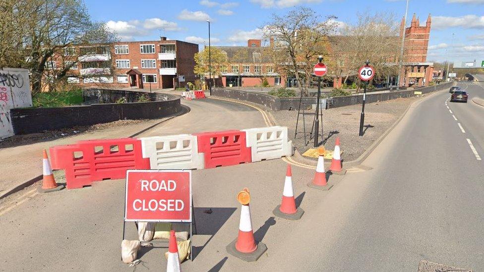 An image from Google Street View of a closed road