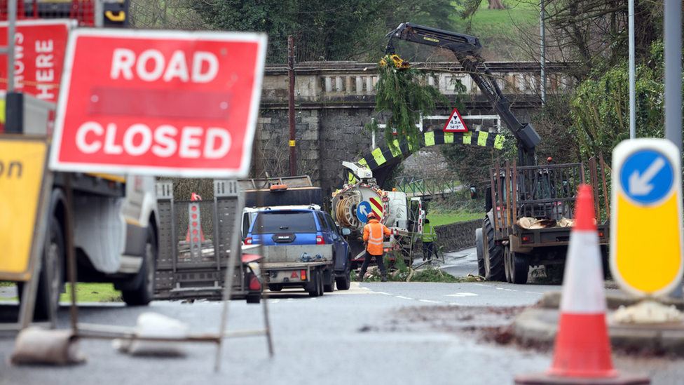 Tree being lifted in Muckamore, County Antrim