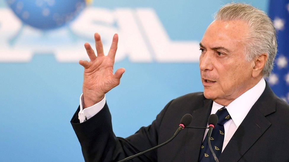 Brazilian President Michel Temer delivers a speech in Brasilia on 7 March