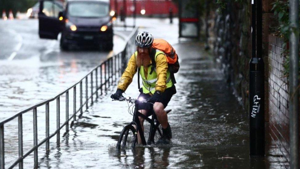 Man on bicycle in Sheffield