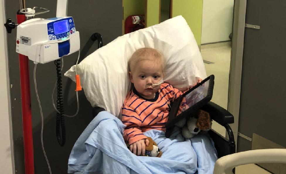 Noah having chemotherapy in hospital