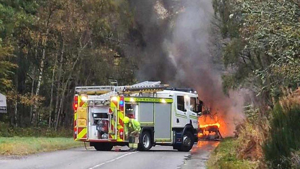 Bus on fire