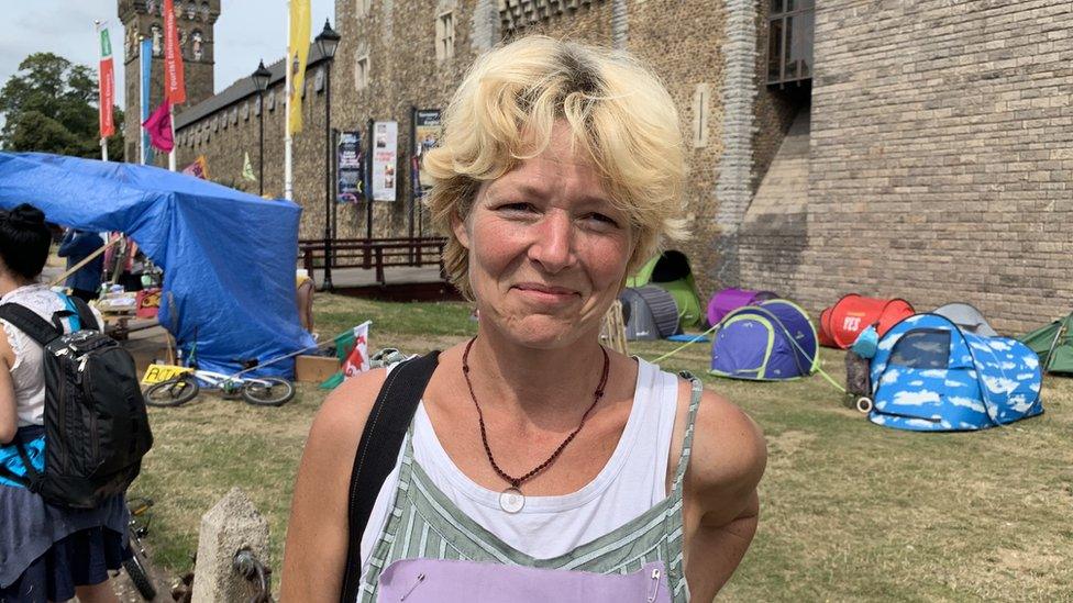 Laura Moore, 50, camped at the protest and wants the wider public to take more action