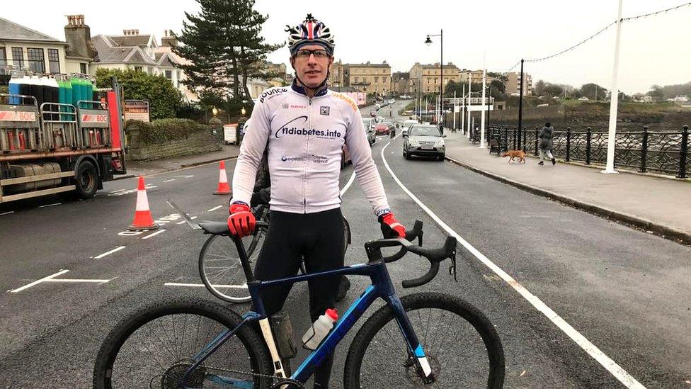 Cyclist Ian Rees on Clevedon seafront