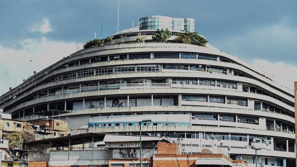 Picture of El Helicoide, the headquarters of the Bolivarian National Intelligence Service (SEBIN), in Caracas, taken on May 17, 2018