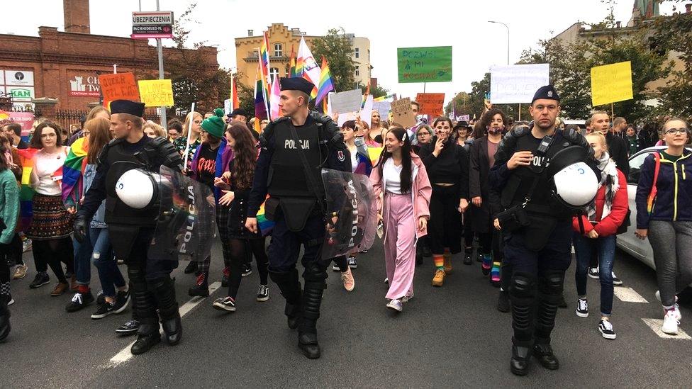 A march in support of LGBT+ rights