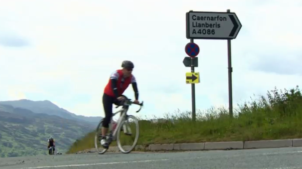 Cyclist on the course