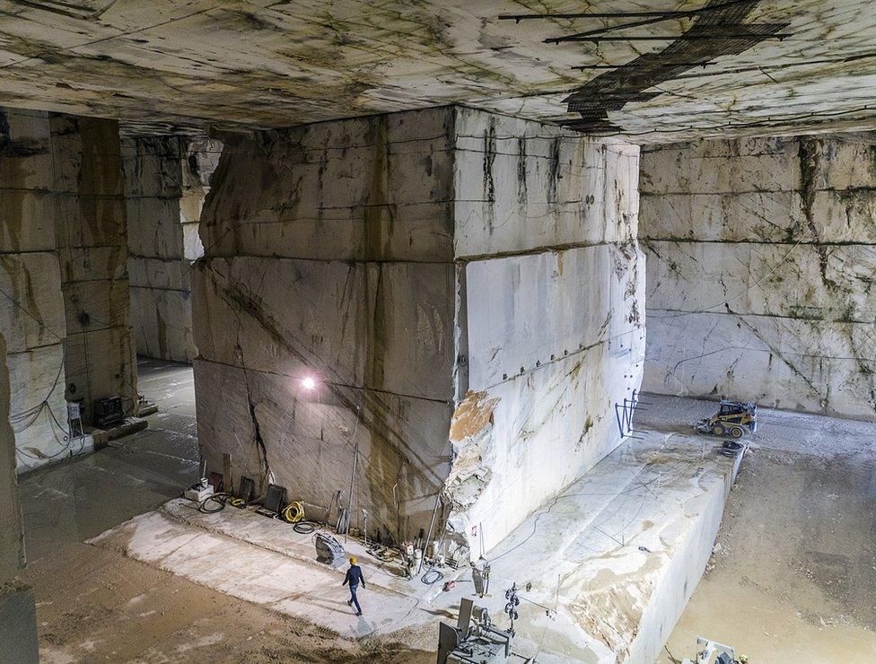 The Calacata Borghini quarry in the village of Torano, Italy