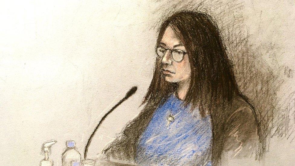 Court artist sketch of Angharad Williamson