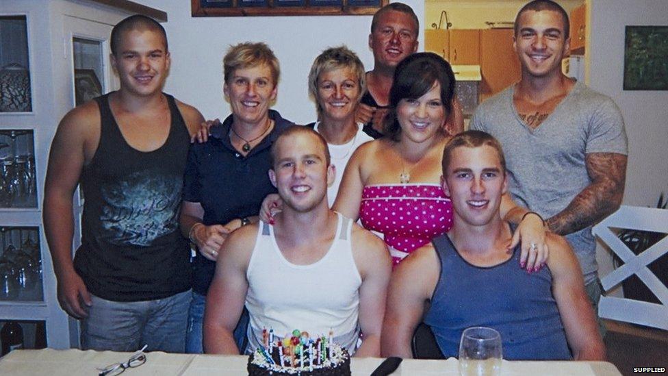 Australian woman Lori Saywell and her mother and brothers, and her mother's partner and her sons