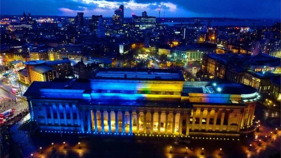 London wasn’t the only spot in the UK to light up, as seen by the historic St George's Hall in Liverpool