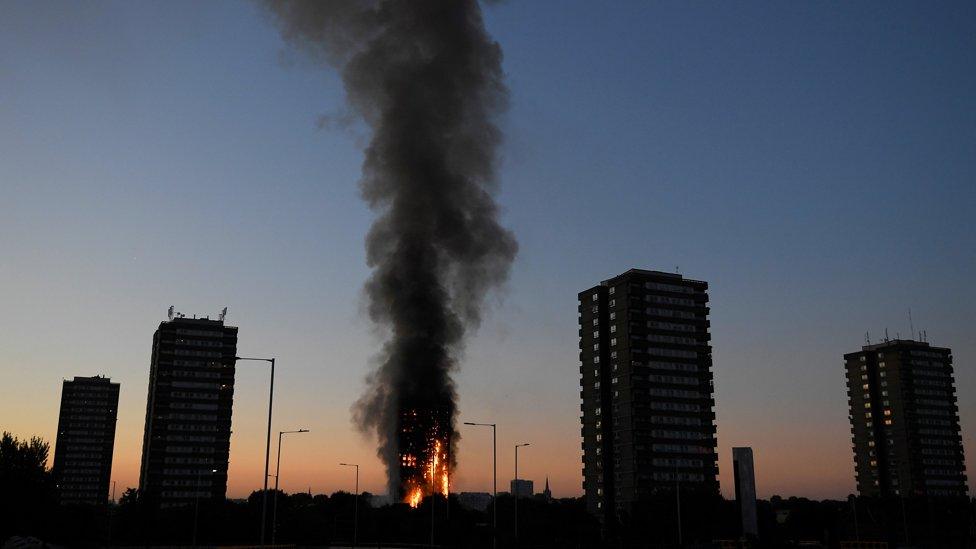 Grenfell Tower on fire