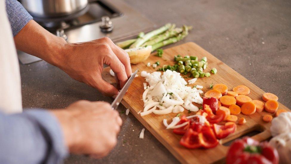 Chopping up vegetables