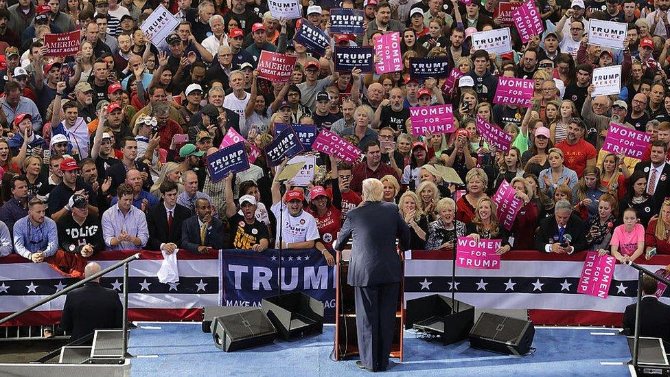 Donald Trump holds a campaign rally