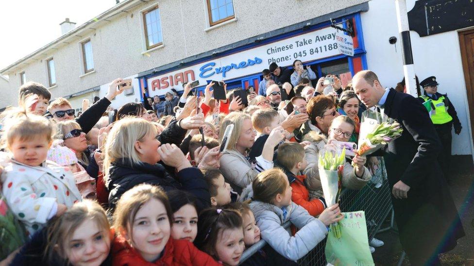 Department of Foreign Affairs and the British Embassy handout photo of the Duke of Cambridge visiting a Londis supermarket in Prosperous, County Kildare