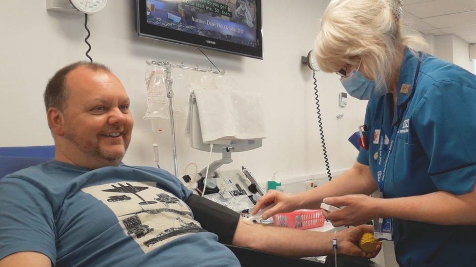 Man giving blood